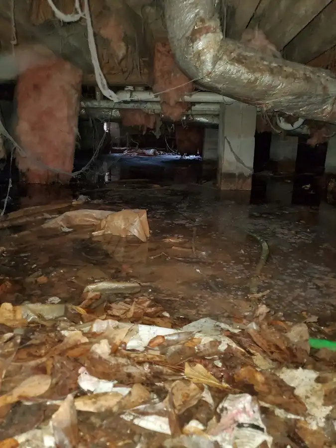 Crawl space flood assessment for Commercial Water Damage Restoration in Granby